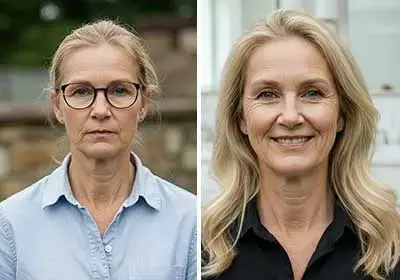 Diane before and after using Leanhope Under-Eye Balm